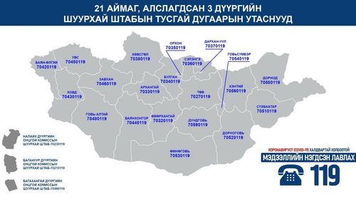 Орон нутгийн Онцгой комиссын шуурхай штабын дугаарууд шинэчлэгдлээ